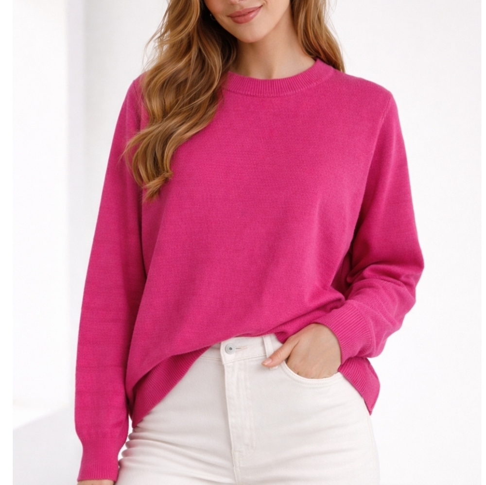 ON 34th Fuchsia Sweater XL NWT Bright Pink Knit Cozy Minimalist Preppy